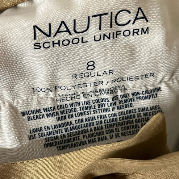 Nautica School Uniform Pants Burnished Khaki Polyester Size 8 Regular New - Picture 4 of 4